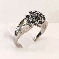 925 Silver ring with black crystal
