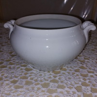 Old white coma bowl, vintage white porcelain soup bowl