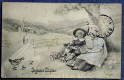 Antik VK Vienne grafikus üdvözlő Húsvéti képeslap