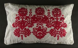 1Q758 Kalotaszeg embroidered red pillow linen pillow 33 x 55 cm