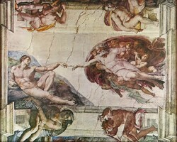 1Q650 Michelangelo : Ádám teremtése keretezett nyomat 56 x 70 cm
