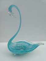 Turquoise blue Murano glass swan