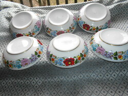 6 Kalocsa hand-painted compote bowls 13 cm - the price applies to 6