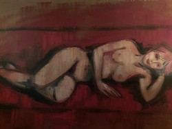 Vincze Győző női akt,120x200 cm, olaj-vászon
