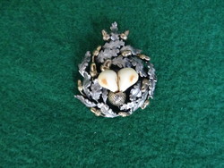 Antique silver and gold hunting pendant and brooch decorated with deer pearl teeth