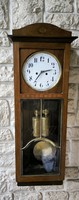 Leàraztam antique Art Nouveau wall clock with 2 heavy bim-bam polished glass intaziàs. Junghans k German clock