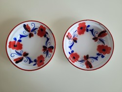 Old 2 pcs enameled flower pattern enameled bowl Budafok vintage decoration