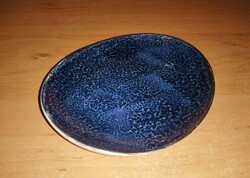Hollóházi porcelán lüszteres lila gyűrűtartó tálka 10,5*12 cm
