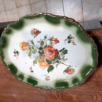ANGOL RÓZSÁS aranyozott PORCELÁN OVÁL TÁL TÁLCA  - Art&Decoration