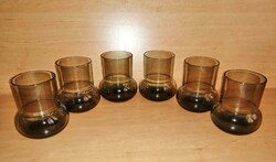 Set of 6 smoke-colored retro glass glasses (fp)