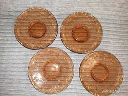 Antik borostyán üveg tányérok 4 db (A2)
