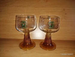 Pair of glass glasses with yellow bases (16/k)