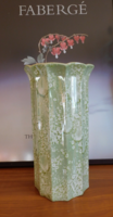 Kőporc Witeg  zöld gyöngház lüsztermázas, kézzel festett váza 36 cm