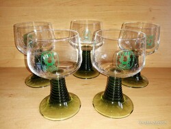 Set of 5 glass glasses with green base (6/k)