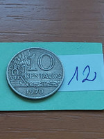 Brazil brasil 10 centavos 1970 copper-nickel 12
