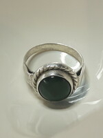 Old silver ring with jade stone - size 55