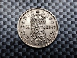 Egyesült Királyság 1 shilling, 1953 Angol címer, 3 oroszlán koronás pajzson