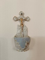Antik szenteltvíz tartó 19. század biszkvit porcelán keresztény katolikus Mária 733 8475