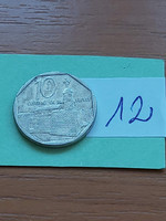 Cuba 10 centavos 1994 steel with nickel plating, castillo de la real fuerza 12