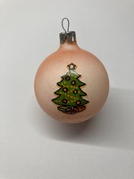Old Christmas tree ornament glass sphere with pine tree pattern