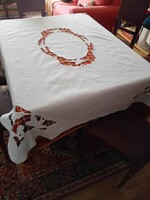 Old, swallow, embroidered linen tablecloth, 160x125