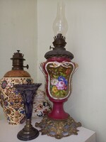 French 19th century, large empire porcelain oil lamp