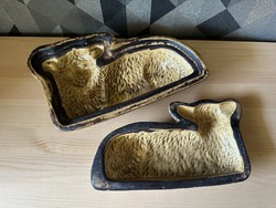 Antik bárány sütőforma, mázas cserép