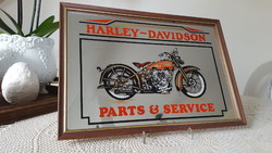 Harley Davidson reklám tükörkép,fa keretben