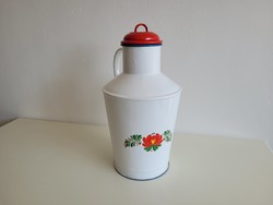 Régi zománcos virág mintás kanna 7 L vintage zománcozott vizes kanna vizeskanna