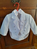 Casual little boy's ensemble, white, vest, pants, jacket, shirt, worn once, clean,,,