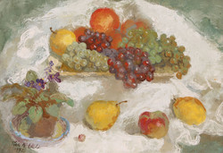 Tóth b. László: still life with fruit basket, 1972