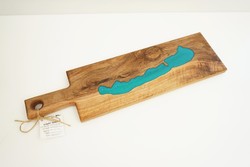 Balaton solid walnut wood and epoxy serving board / cheese serving board / epoxy balaton