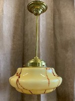 Rèz lámpa/ függeszték régi színes lámpaburával