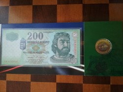 200 forint bankjegy + első napi veret érme bliszter díszcsomagolásban