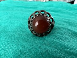 Vintage silver ring with carnelian