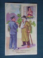 Postcard, artist, humor, fun, laughter, joke, graphic artist, 1945