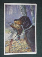 Képeslap, Postcard, artist,Jagdhund,hunting dog, Jäger, vadászat ,vadászkutya, 1922