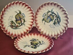 Antique wilhelmsburg fruit pattern majolica plates. Coat-of-arms with embossed wilhelmsburg mark