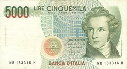 5000 Lira lire 1985 Italy 2.