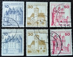 Bb532-4-6c/dp / Germany - berlin 1977 castles and castles set of stamps stamped at the bottom and top