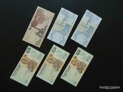 Egyiptom 6 darab bankjegy piaster - pound LOT ! Hajtatlan bankjegyek