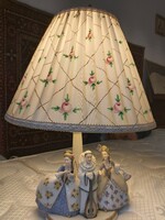 Empire porcelán asztali lâmpa selyem lámpaernyövel