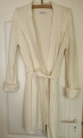 Cream colored long knitted cardigan