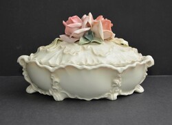 Rózsás porcelán bonbonier az 1930-as évekből