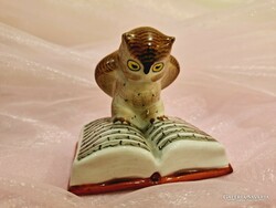 Drasche porcelain, owl sitting on a book.