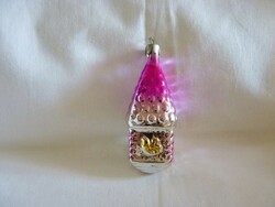 Old glass Christmas tree decoration - house - with squirrel!