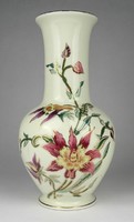 1Q531 Gyönyörű vajszínű Zsolnay porcelán virágos váza 26 cm