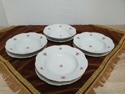 Barokk Zsolnay porcelán tányérok virágmintával