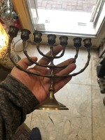 Menorah, made of copper, 17 cm high, perfect for a festive table. Old.