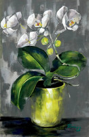 White orchid - acrylic painting - 35 x 23 cm